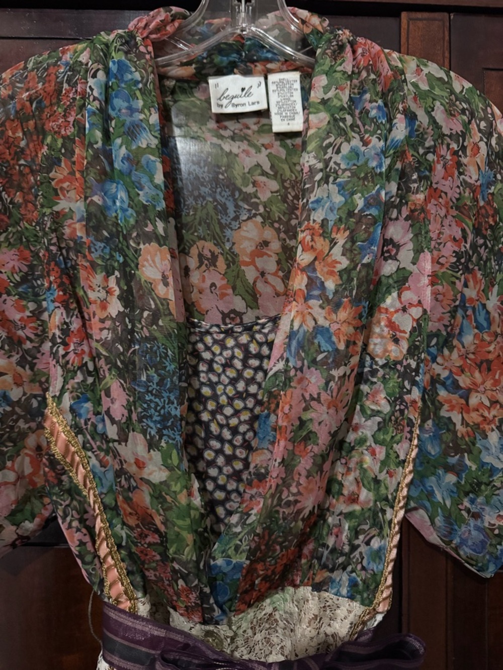 Floral Mixed-Print Wrap Dress in Purple and Multicolor by Lush - Picture 4 of 5